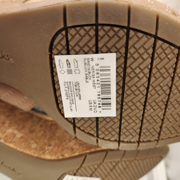 Clarks Leather "Nerisa West" Sand Nubuck Sandals. NIB. Size 5 - Picture 8 of 10
